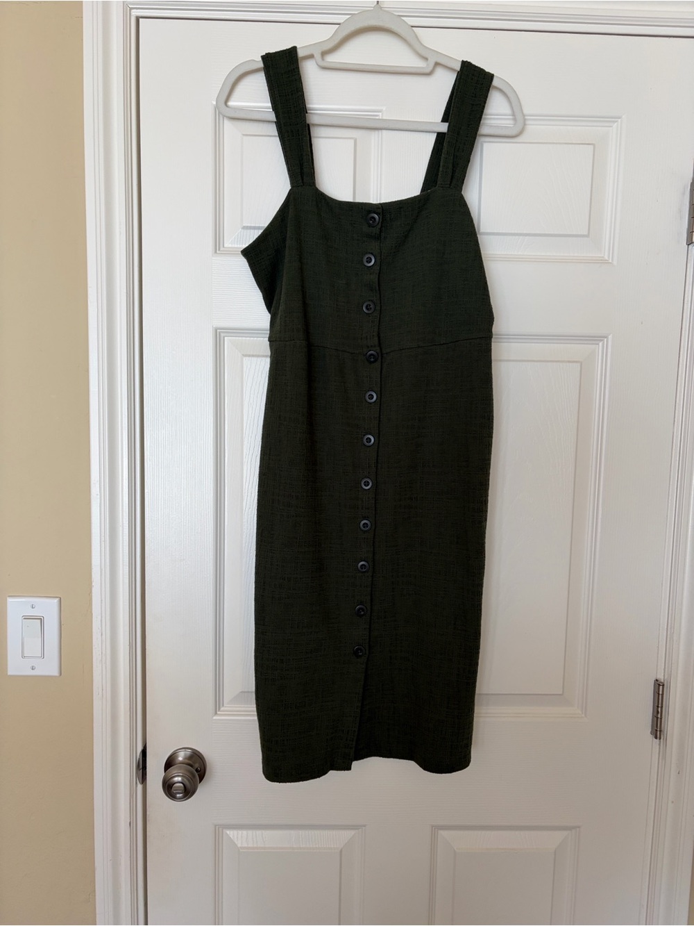 Madewell Texture & Thread Olive Button-Front Midi Dress